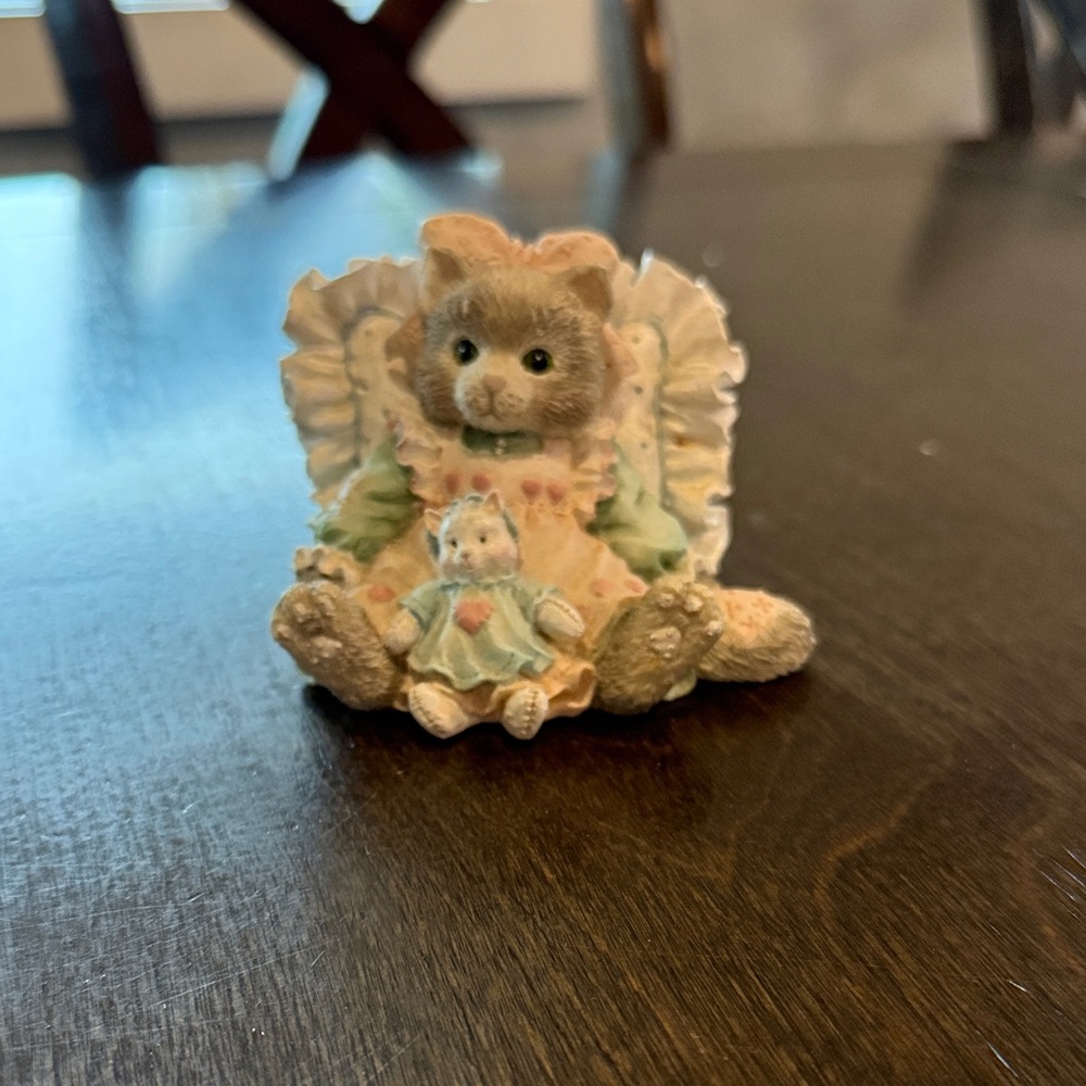 Adorable Cat Figurine with Doll
